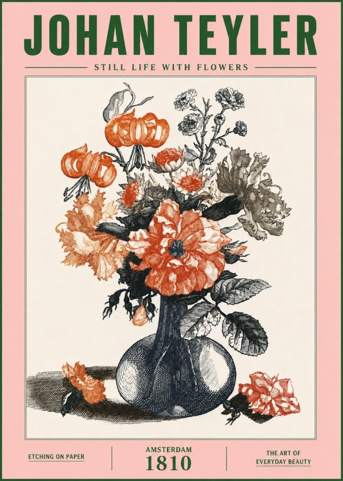Johan Teyler Still Life with Flowers No4 - Affiche