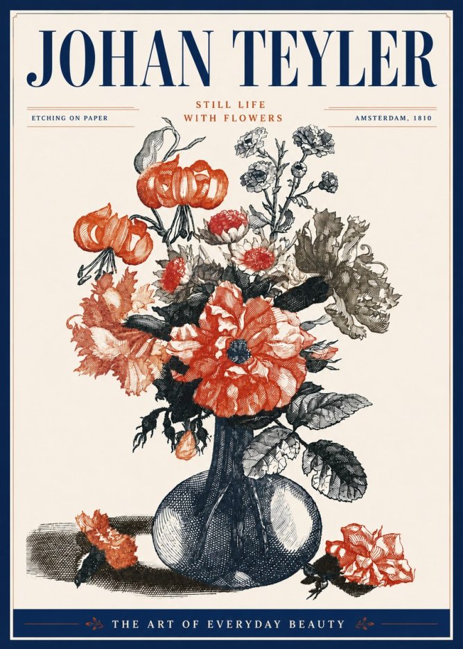 Johan Teyler Still Life with Flowers No5 - Affiche