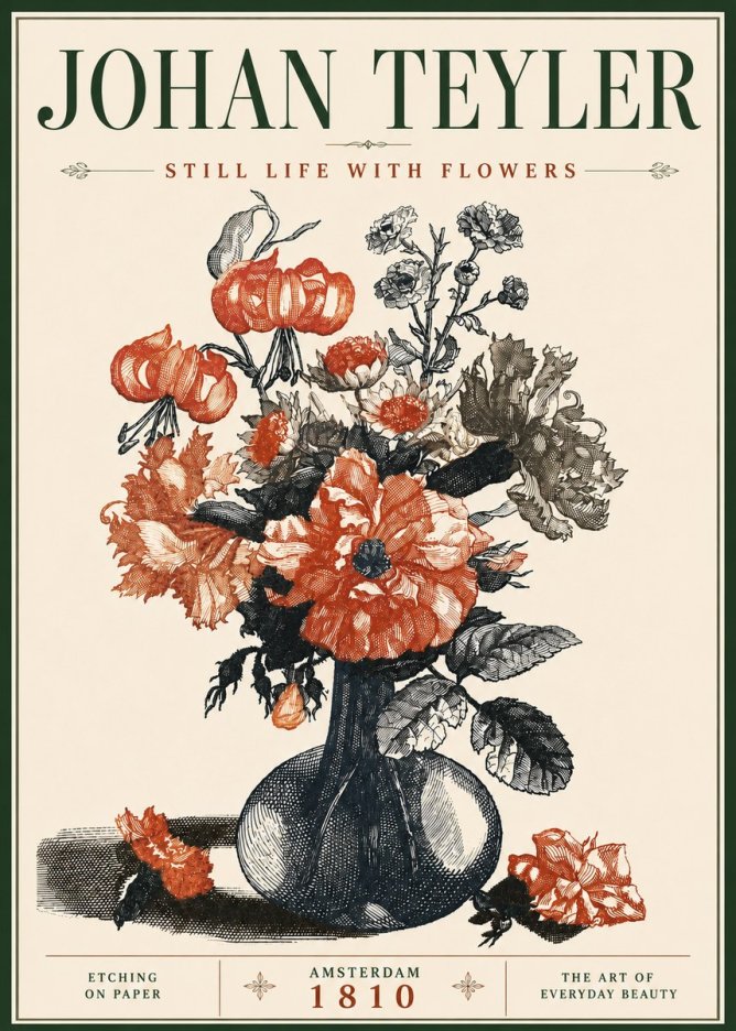 Johan Teyler Still Life with Flowers No6 - Affiche