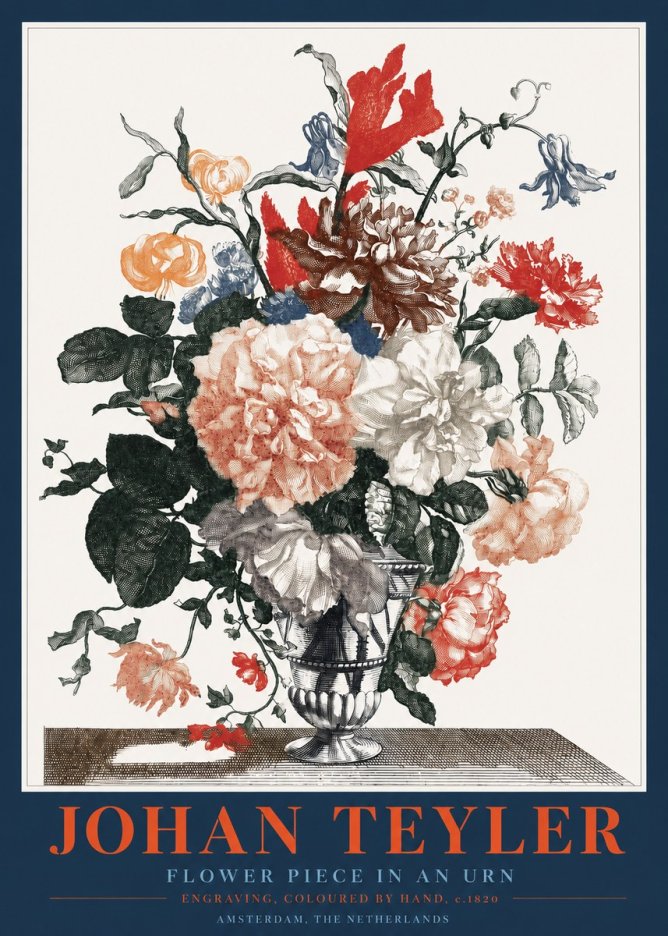 Johan Teyler Flower Piece in an Urn II No2 - Affiche