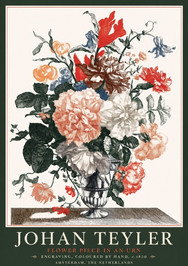 Johan Teyler Flower Piece in an Urn II No4 - Affiche