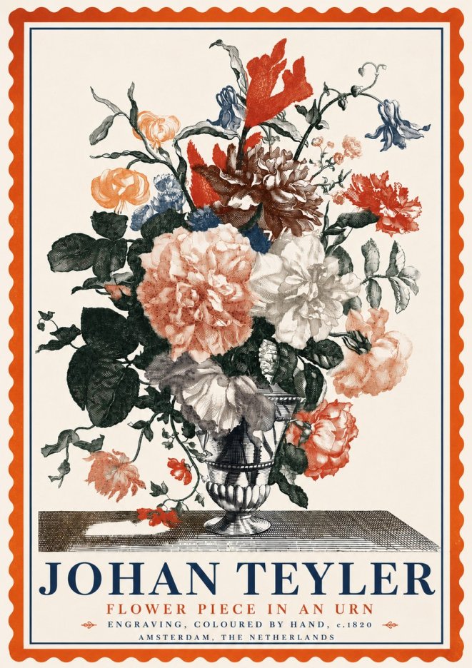 Johan Teyler Flower Piece in an Urn II No5 - Affiche