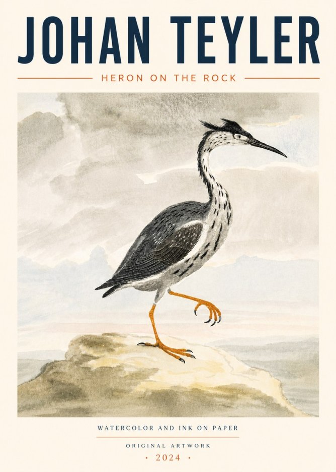 Johan Teyler Heron on the Rock No4 - Affiche