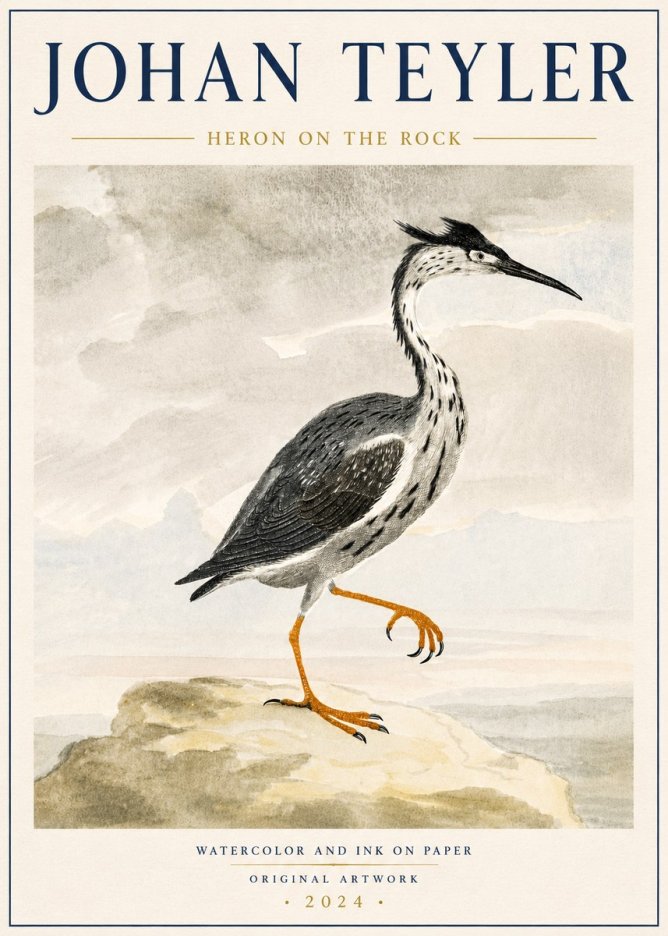 Johan Teyler Heron on the Rock No6 - Affiche