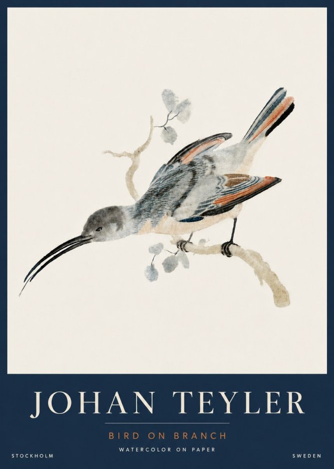 Johan Teyler Bird on Branch I No5 - Affiche