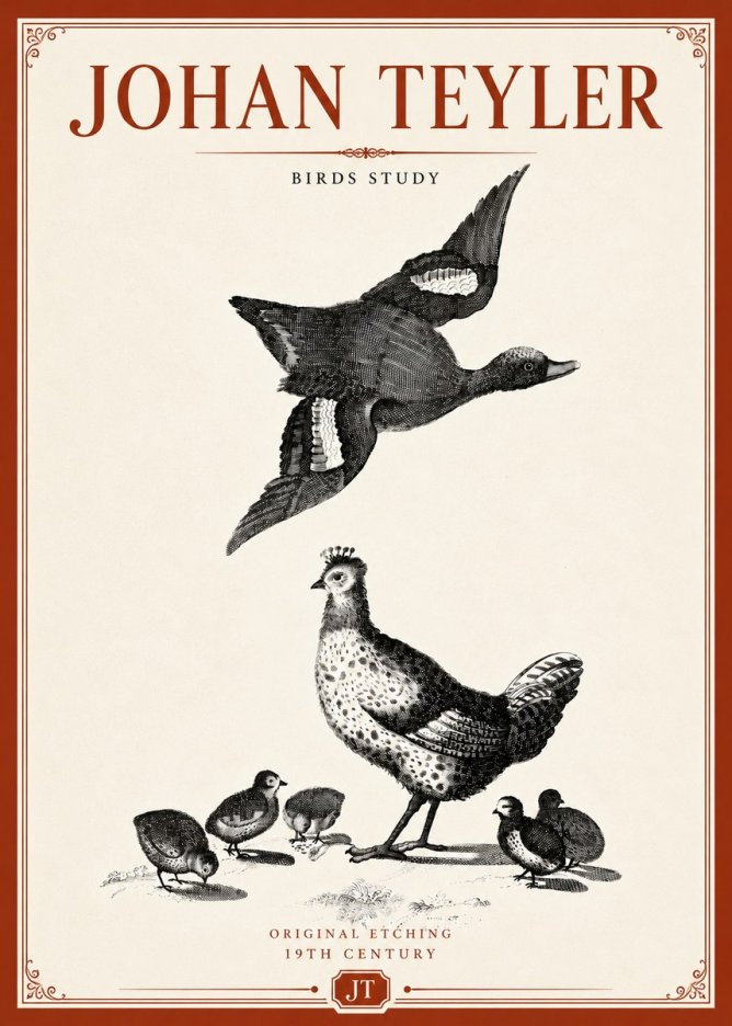 Johan Teyler Birds Study No5 - Affiche