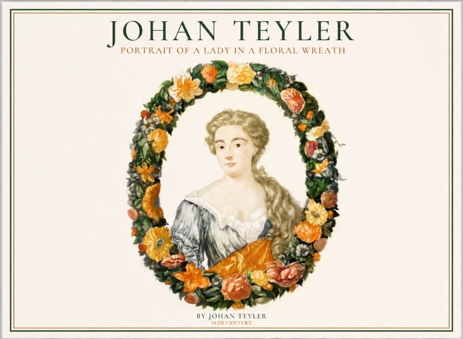 Johan Teyler Portrait of a Lady in a Floral Wreath No1 - Affiche