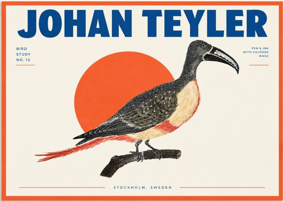 Johan Teyler Bird Study No. 12 - Original Drawing No2 - Affiche