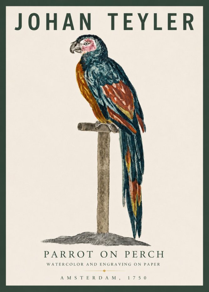 Johan Teyler Parrot on Perch No3 - Affiche