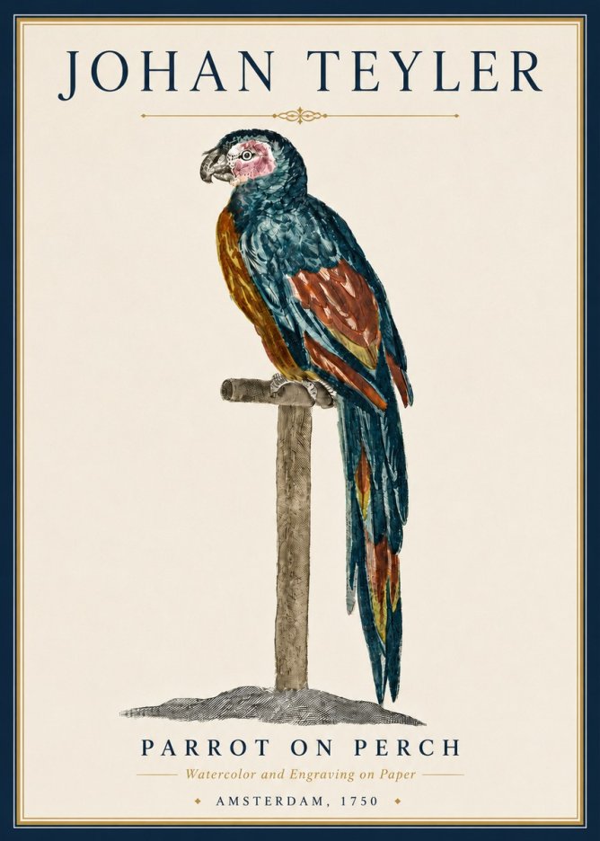 Johan Teyler Parrot on Perch No5 - Affiche