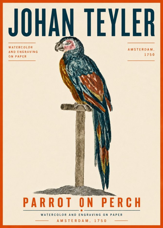 Johan Teyler Parrot on Perch No6 - Affiche