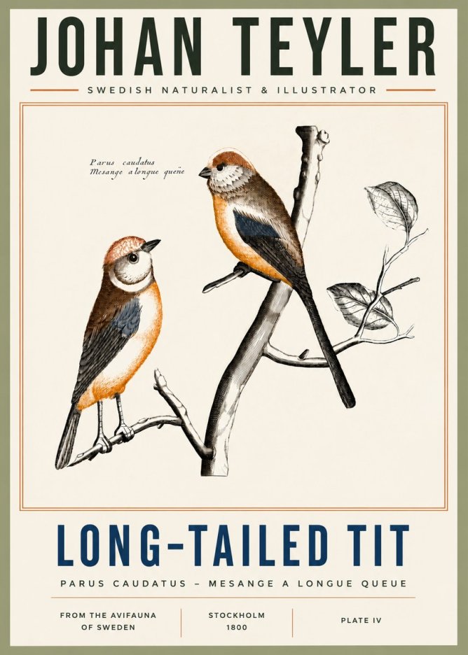 Johan Teyler Long-tailed Tit No4 - Affiche