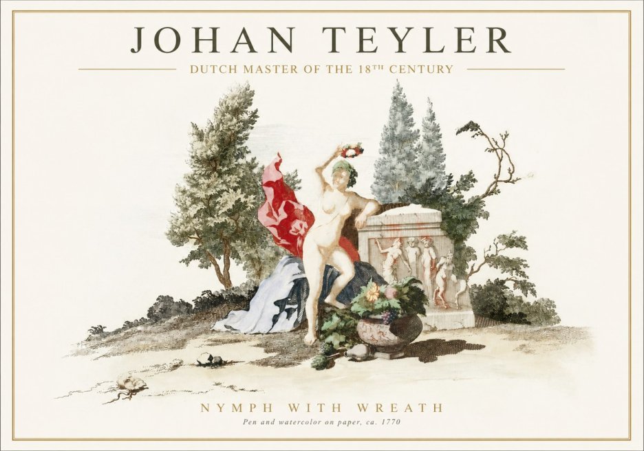 Johan Teyler Nymph with Wreath No1 - Affiche