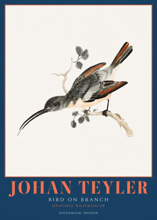 Johan Teyler Bird on Branch II No2 - Affiche