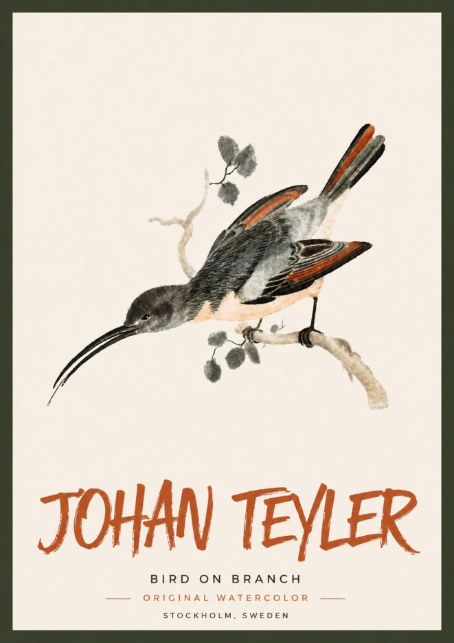 Johan Teyler Bird on Branch II No4 - Affiche