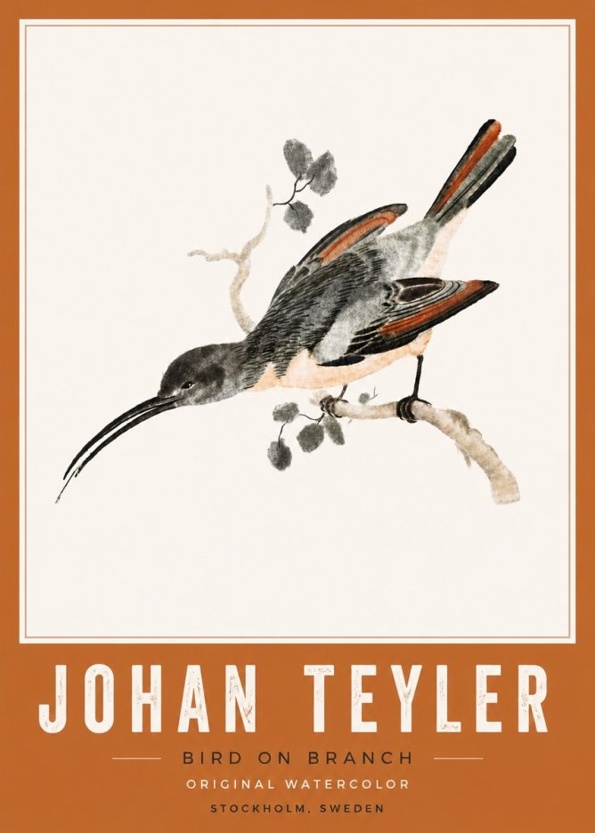 Johan Teyler Bird on Branch II No6 - Affiche