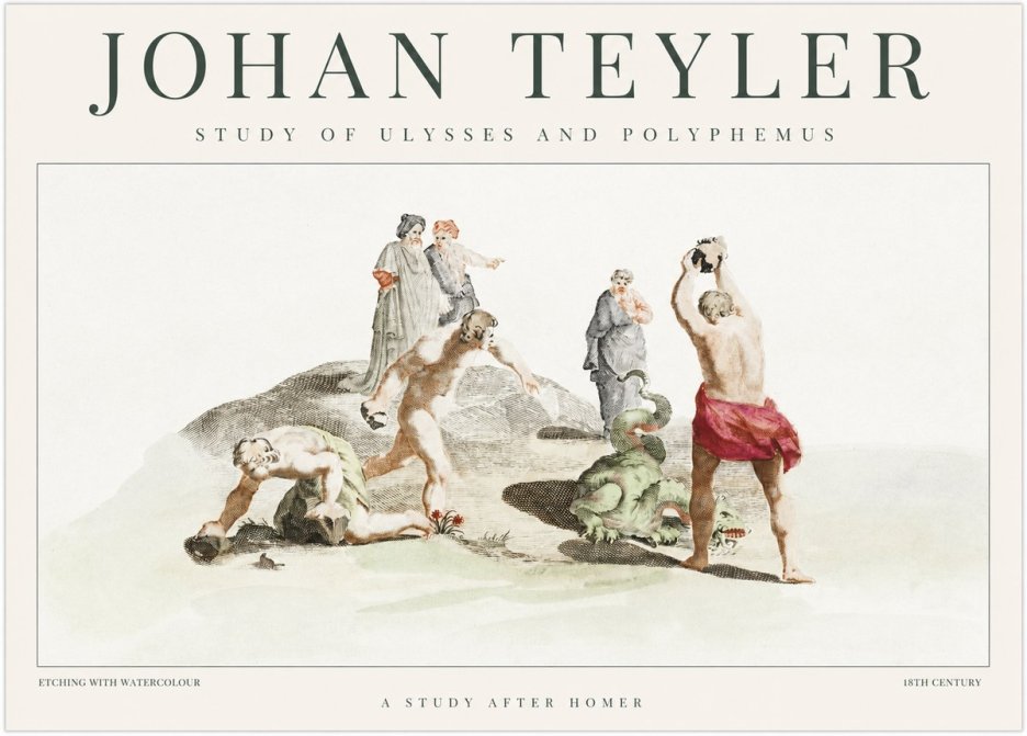 Johan Teyler Study of Ulysses and Polyphemus No1 - Affiche