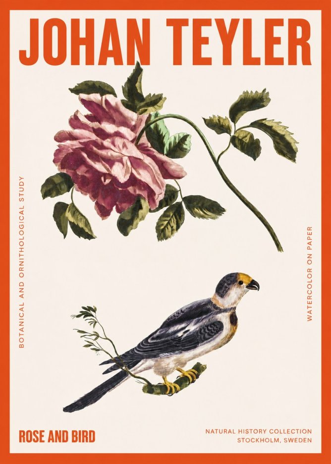 Johan Teyler Rose and Bird I No2 - Affiche