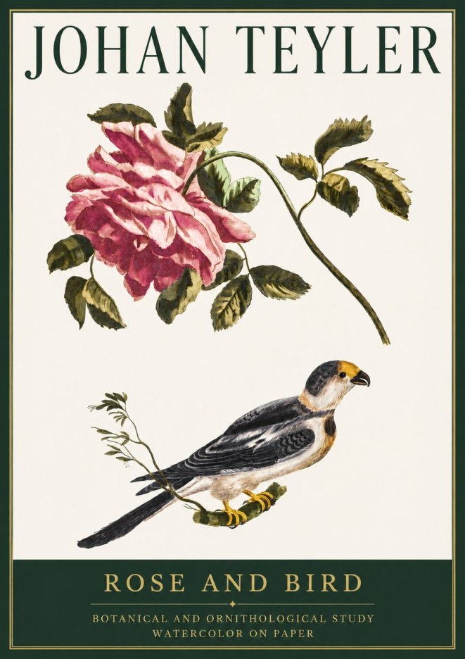Johan Teyler Rose and Bird I No5 - Affiche