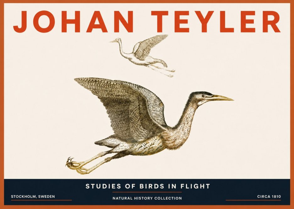 Johan Teyler Studies of Birds in Flight No5 - Affiche