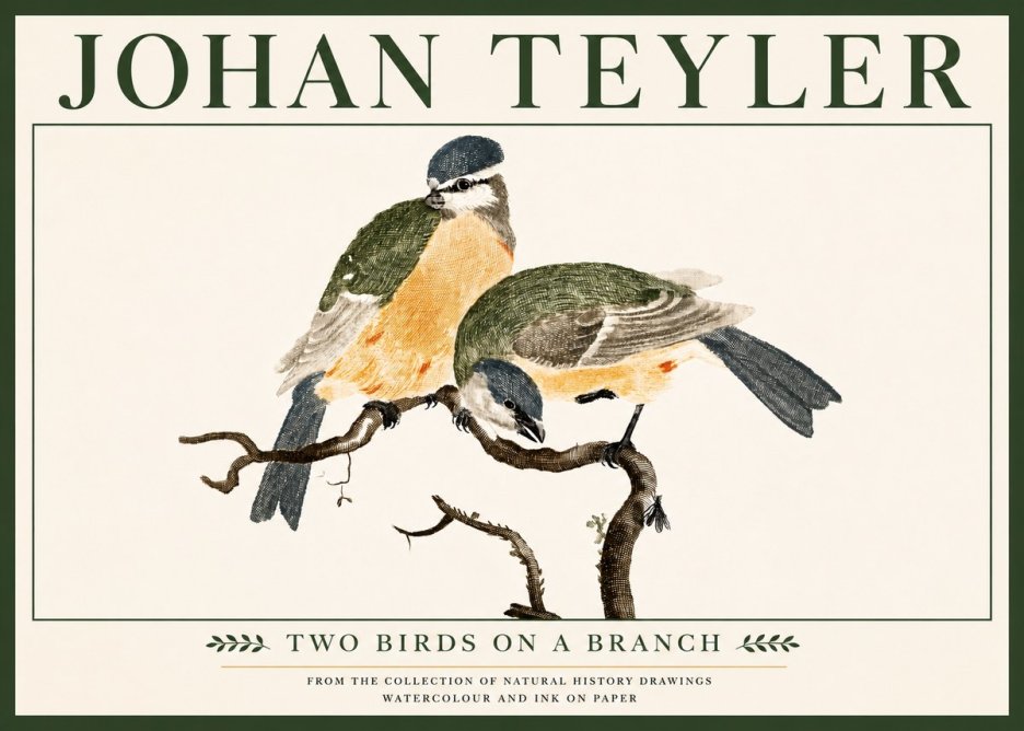 Johan Teyler Two Birds on a Branch No5 - Affiche