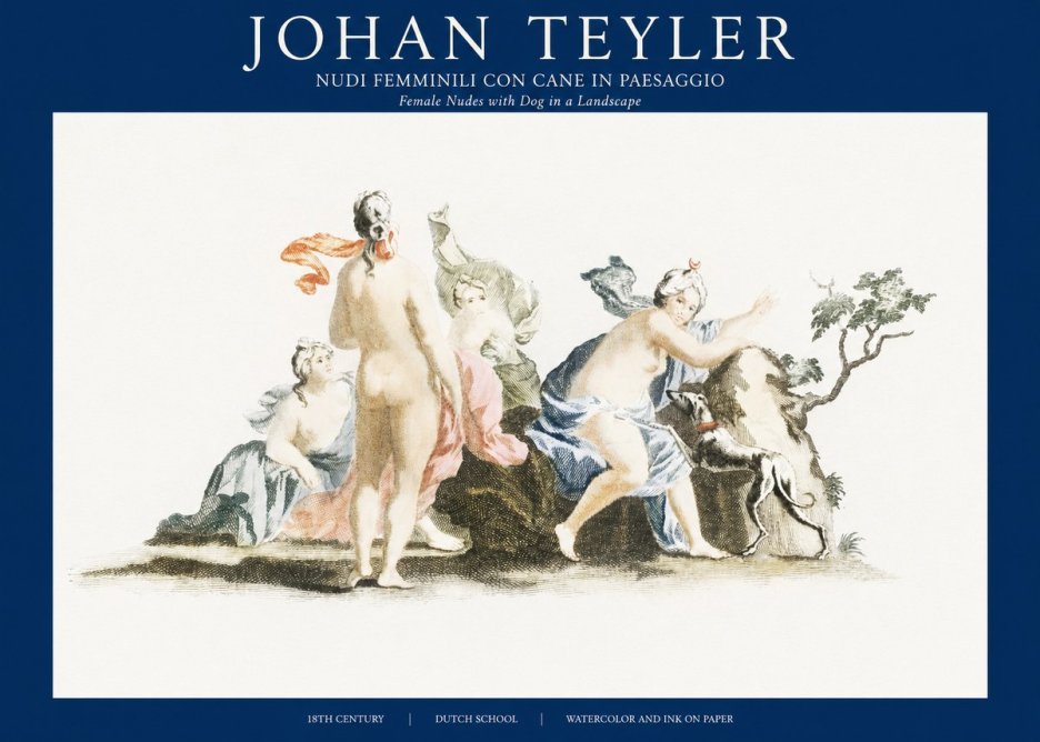 Johan Teyler Nudi Femminili Con Cane in Paesaggio No1 - Affiche