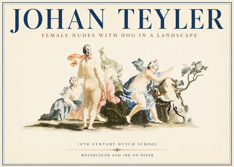 Johan Teyler Nudi Femminili Con Cane in Paesaggio No4 - Affiche
