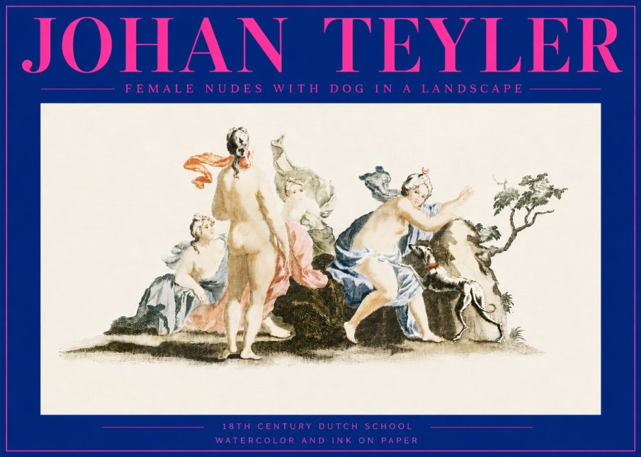 Johan Teyler Nudi Femminili Con Cane in Paesaggio No6 - Affiche