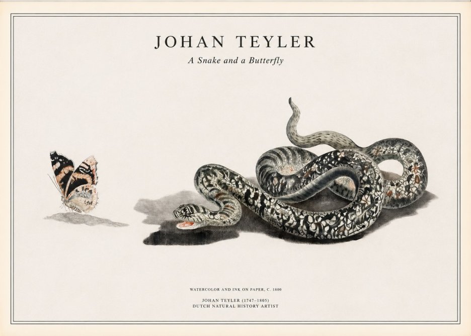 Johan Teyler Snake and Butterfly No2 - Affiche