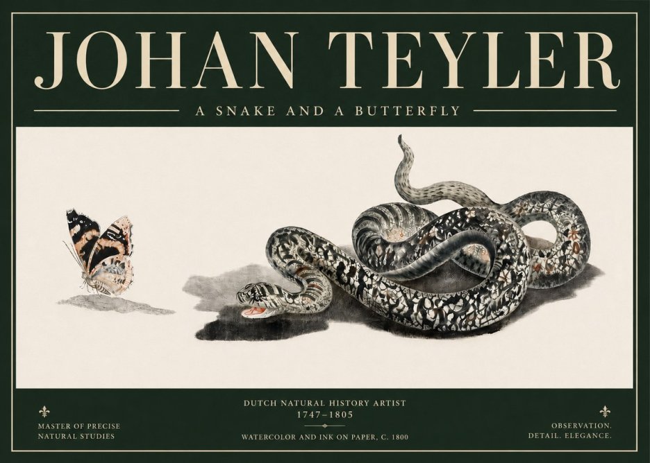 Johan Teyler Snake and Butterfly No5 - Affiche