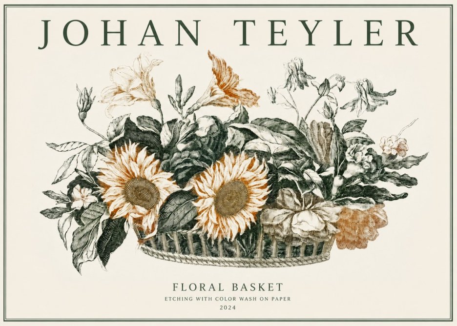 Johan Teyler Floral Basket No2 - Affiche