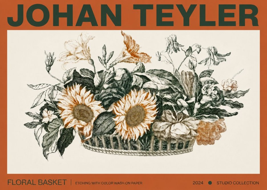 Johan Teyler Floral Basket No3 - Affiche