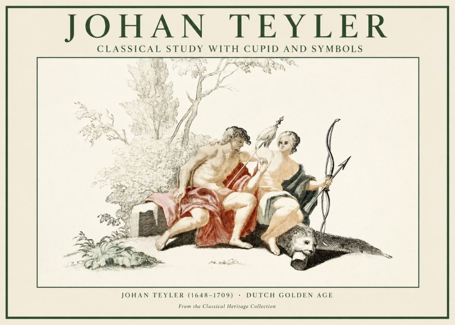 Johan Teyler Classical Study with Cupid and Symbols No1 - Affiche