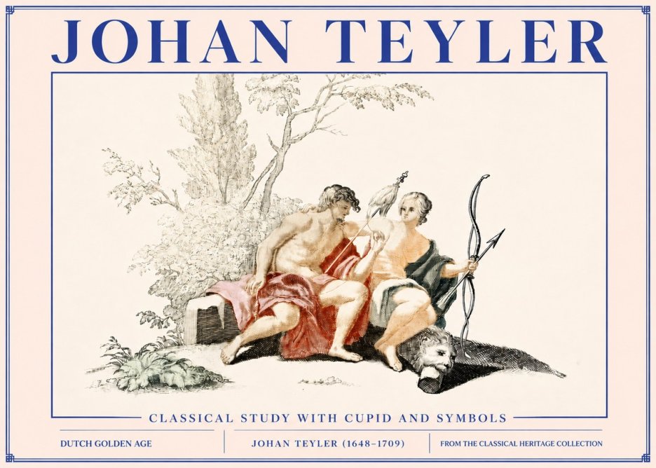 Johan Teyler Classical Study with Cupid and Symbols No3 - Affiche