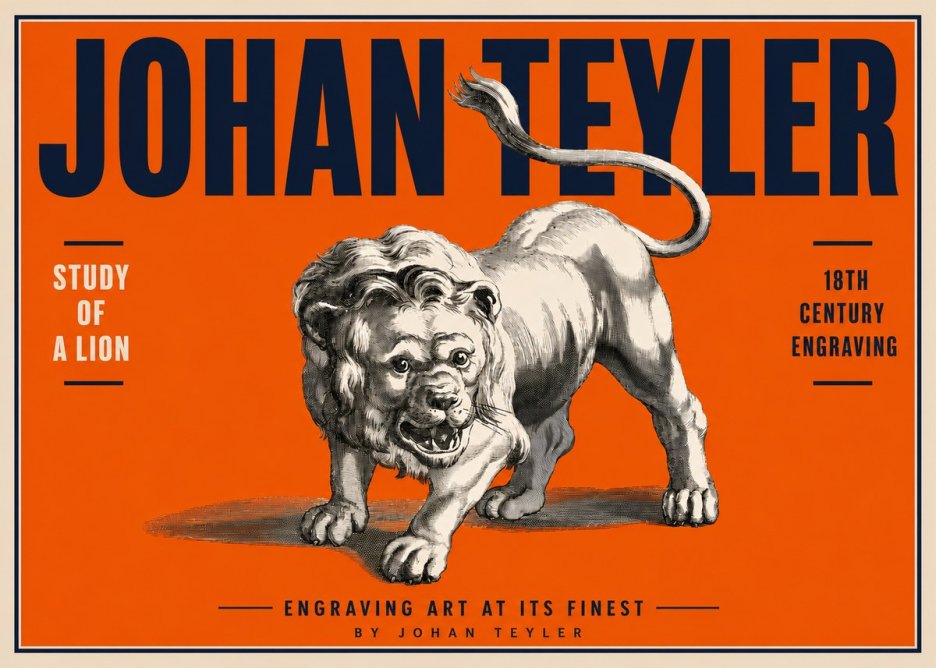 Johan Teyler Study of a Lion No4 - Affiche