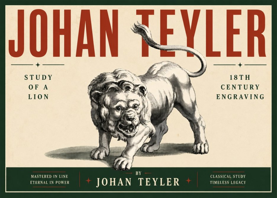 Johan Teyler Study of a Lion No5 - Affiche