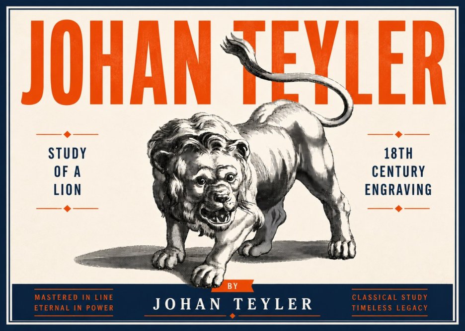 Johan Teyler Study of a Lion No6 - Affiche
