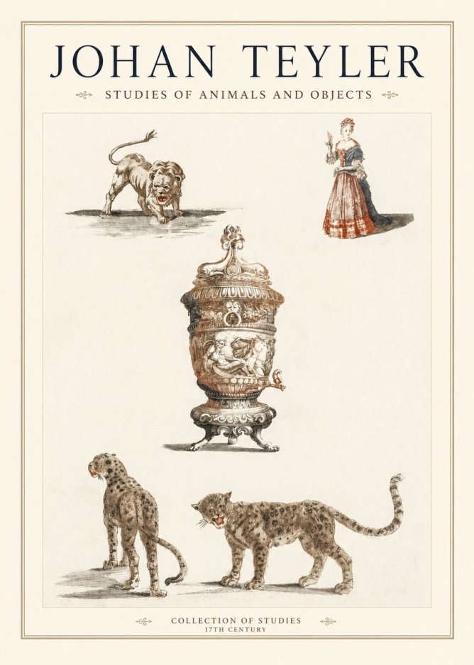 Johan Teyler Studies of Animals and Objects No1 - Affiche