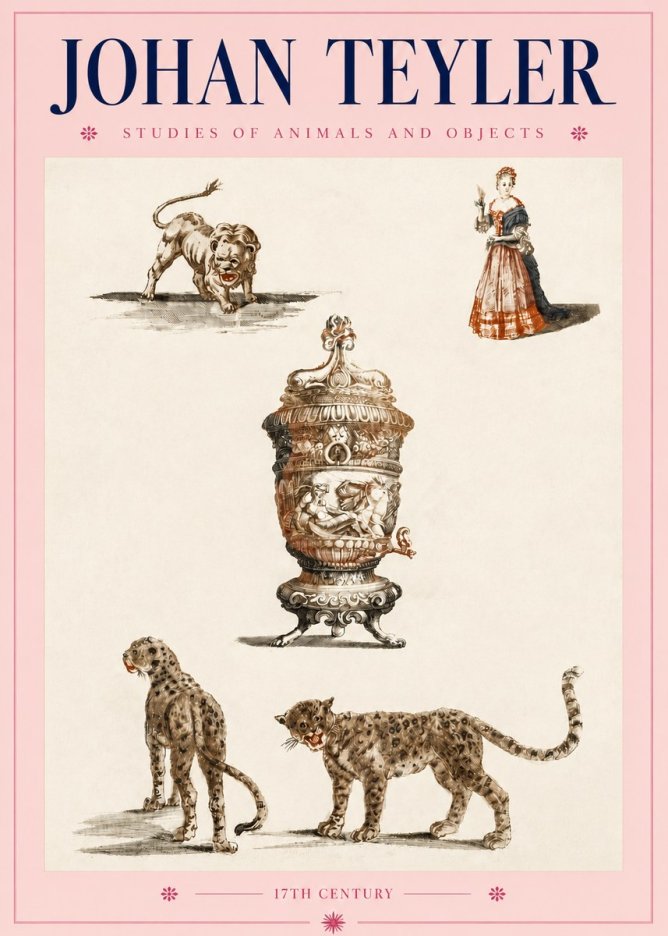 Johan Teyler Studies of Animals and Objects No4 - Affiche