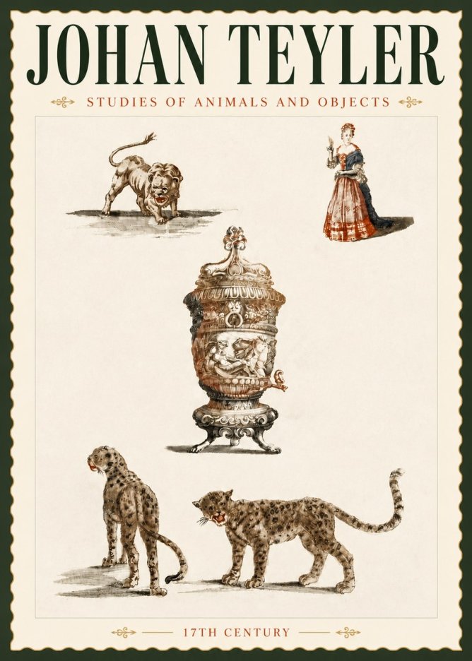 Johan Teyler Studies of Animals and Objects No5 - Affiche
