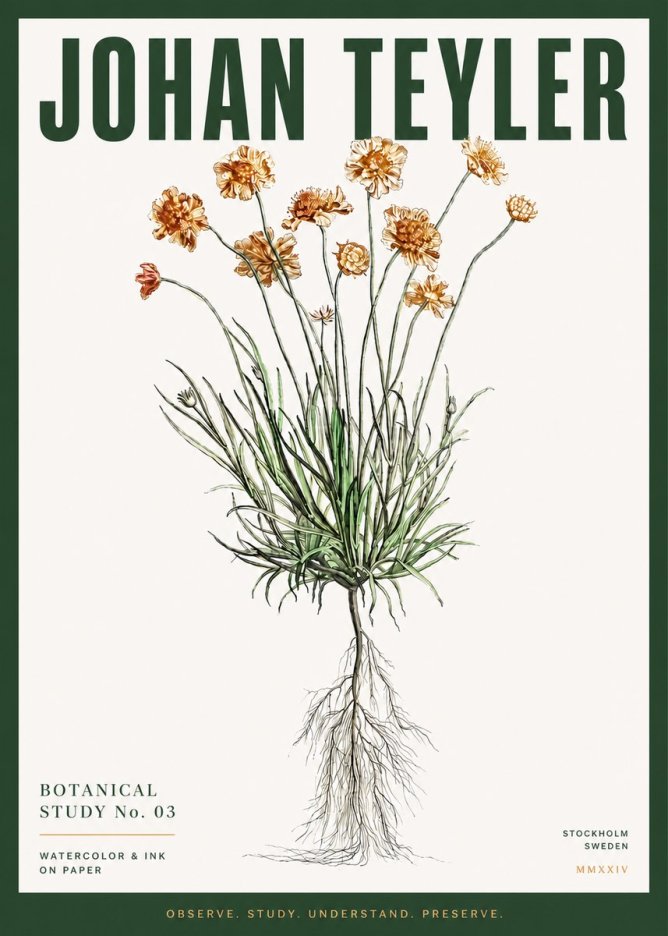 Johan Teyler Botanical Study No. 01 No3 - Affiche