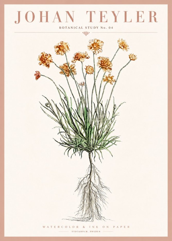 Johan Teyler Botanical Study No. 01 No4 - Affiche