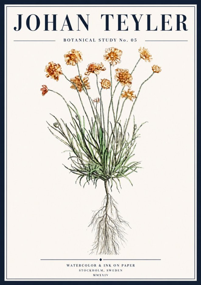 Johan Teyler Botanical Study No. 01 No5 - Affiche
