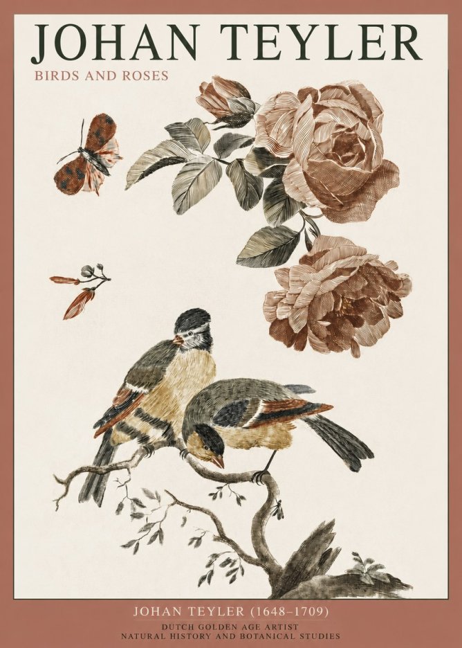 Johan Teyler Birds and Roses No2 - Affiche