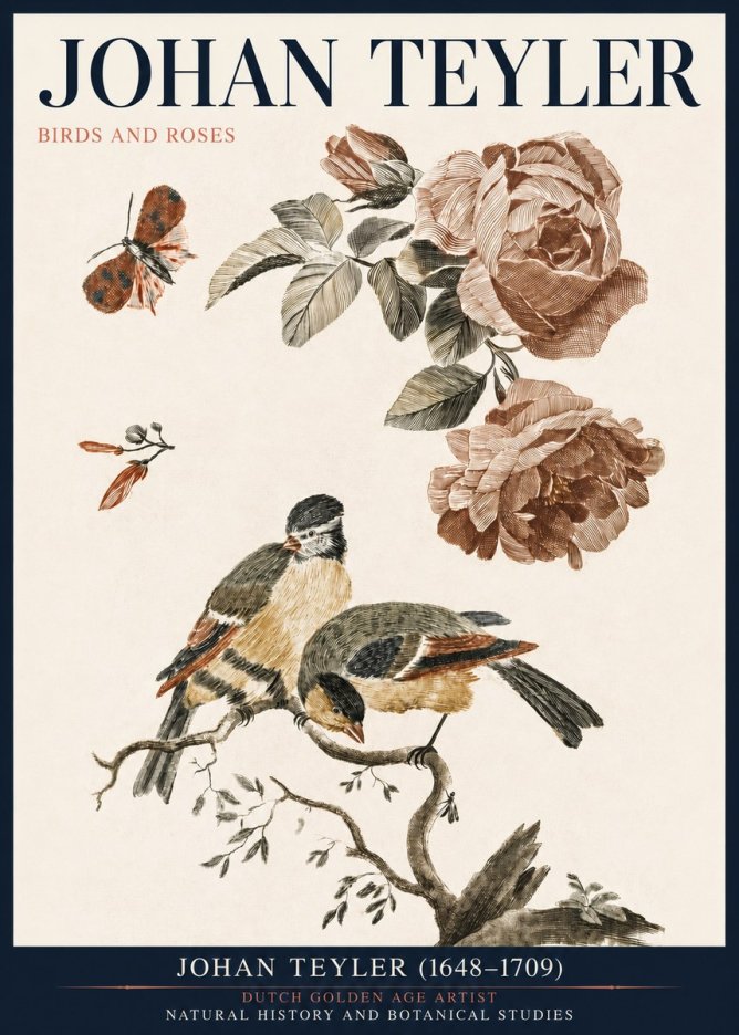 Johan Teyler Birds and Roses No3 - Affiche