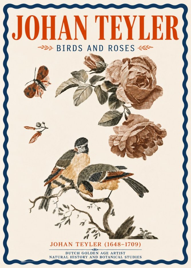 Johan Teyler Birds and Roses No6 - Affiche