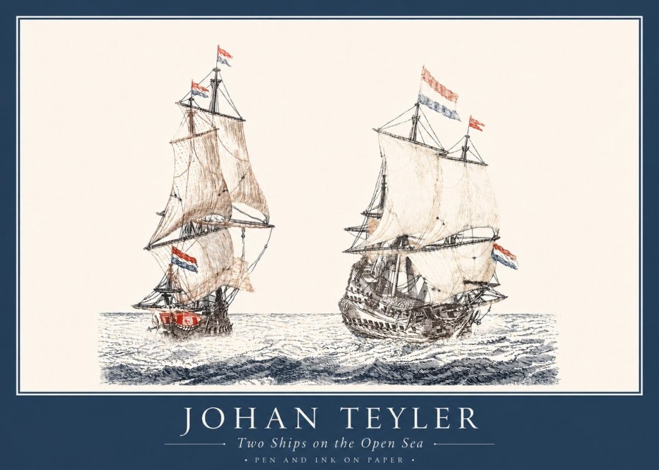 Johan Teyler Two Ships on the Open Sea No1 - Affiche