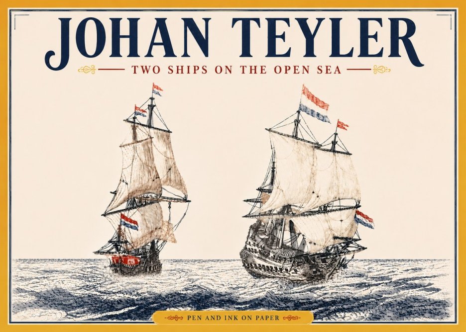 Johan Teyler Two Ships on the Open Sea No5 - Affiche