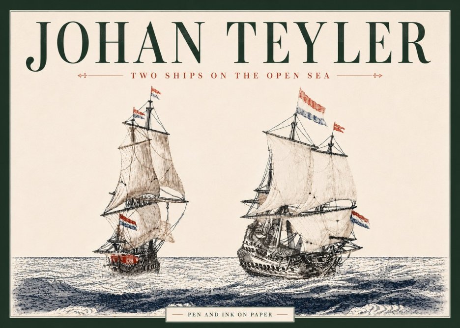 Johan Teyler Two Ships on the Open Sea No6 - Affiche