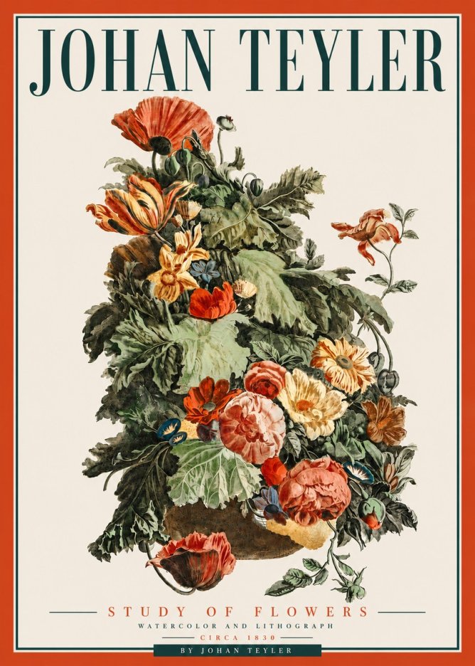 Johan Teyler Study of Flowers No5 - Affiche